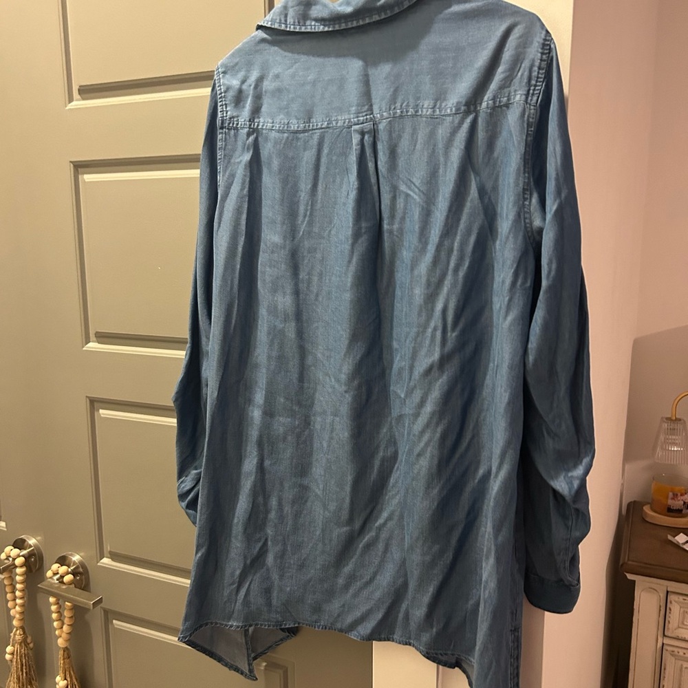 Medium Wash Blue Denim Button-Up Shirt - Picture 2 of 4
